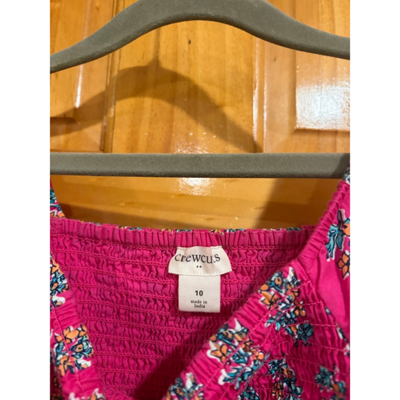 Crewcuts Pink Floral Smocked Puff Sleeve Dress Girls 10 Spring Summer Party Cott - Picture 2 of 4